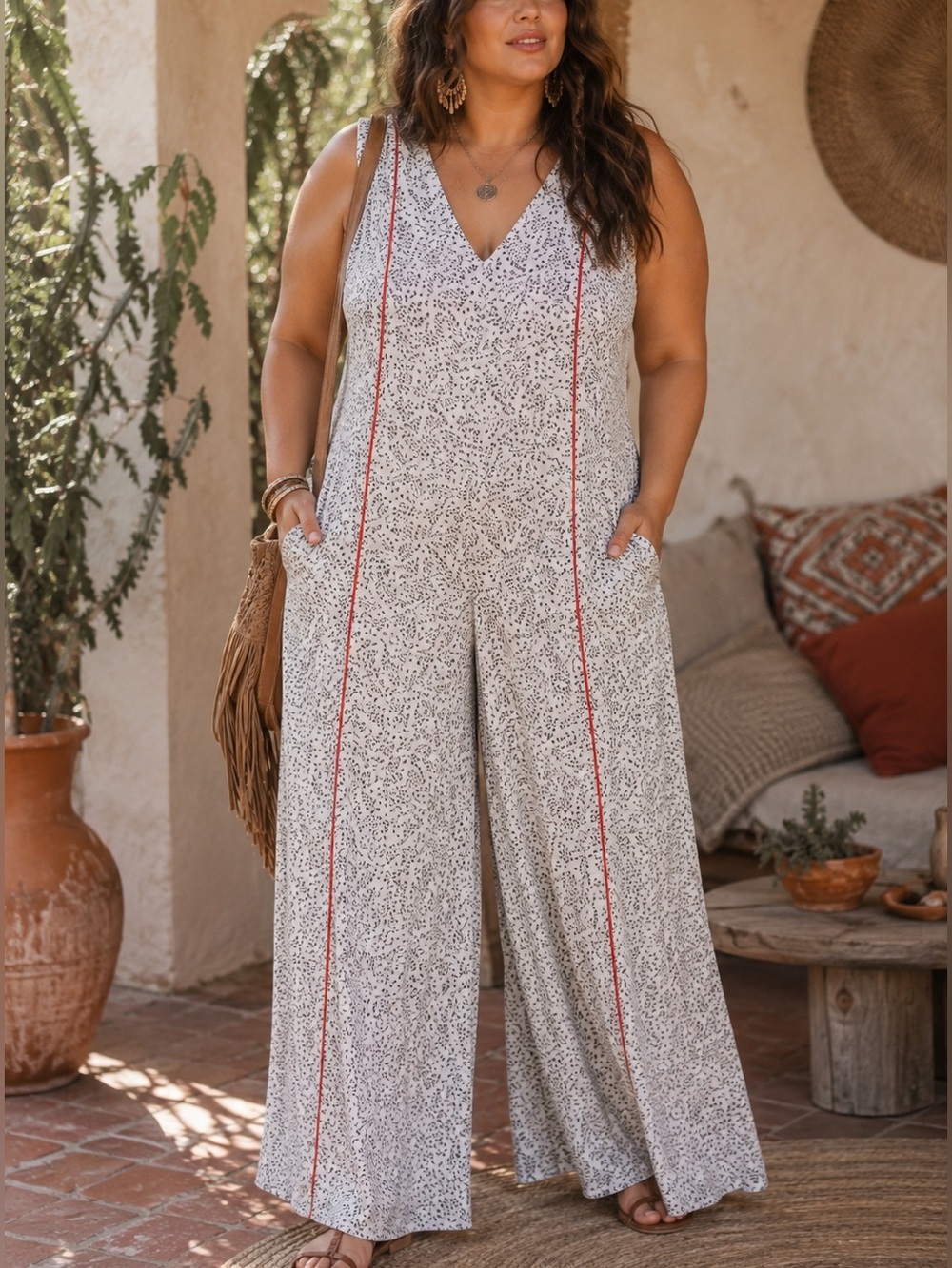 BUCKETLIST Floral Lightweight Wide Leg Spring CottageCore Romper Size L